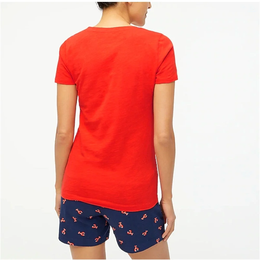 NWT J. Crew Brilliant Sunset Red Vintage Cotton V-Neck Tee - SIZE SMALL